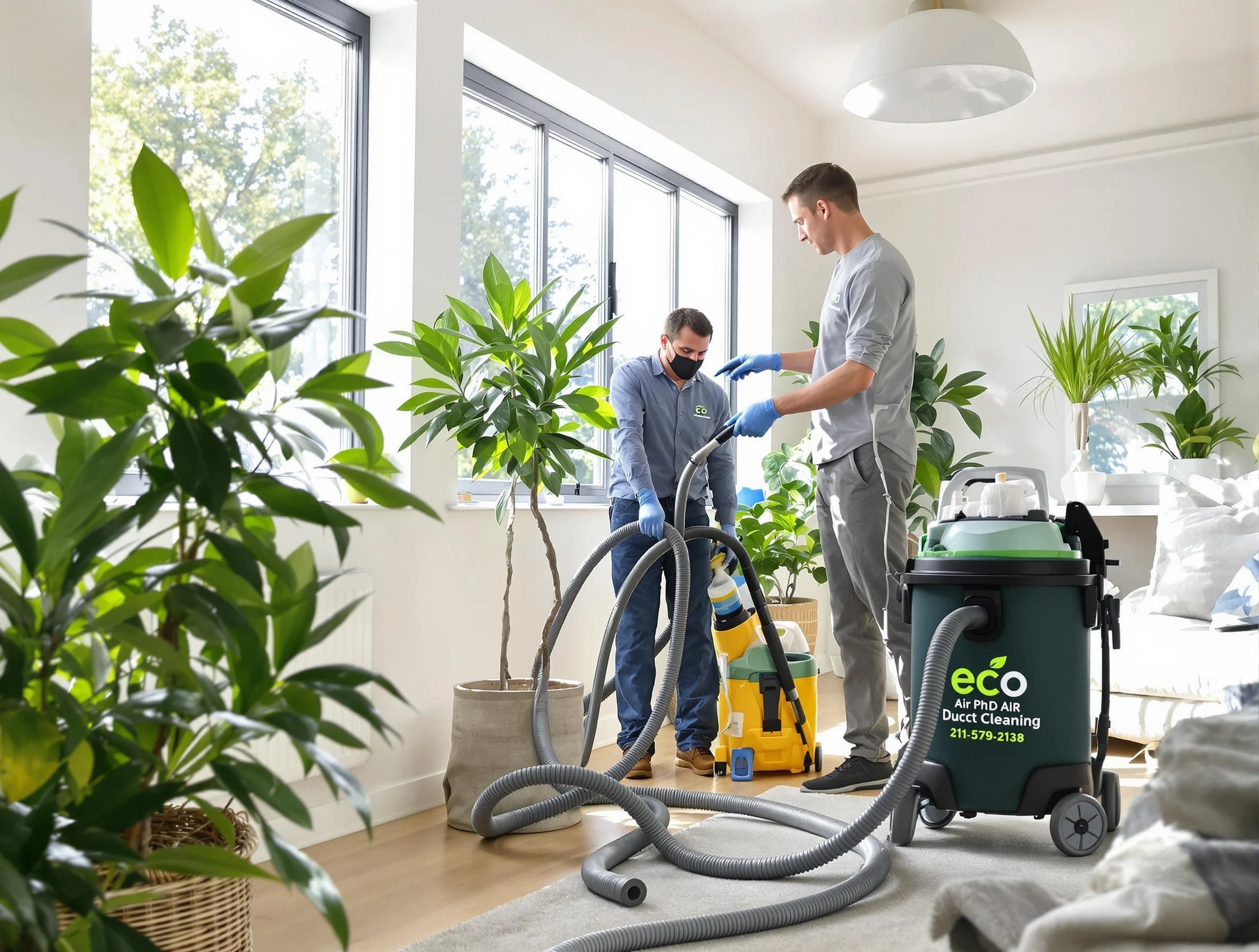 San Bernardino Air Duct Cleaning technician performing eco-friendly duct cleaning using sustainable methods in San Bernardino