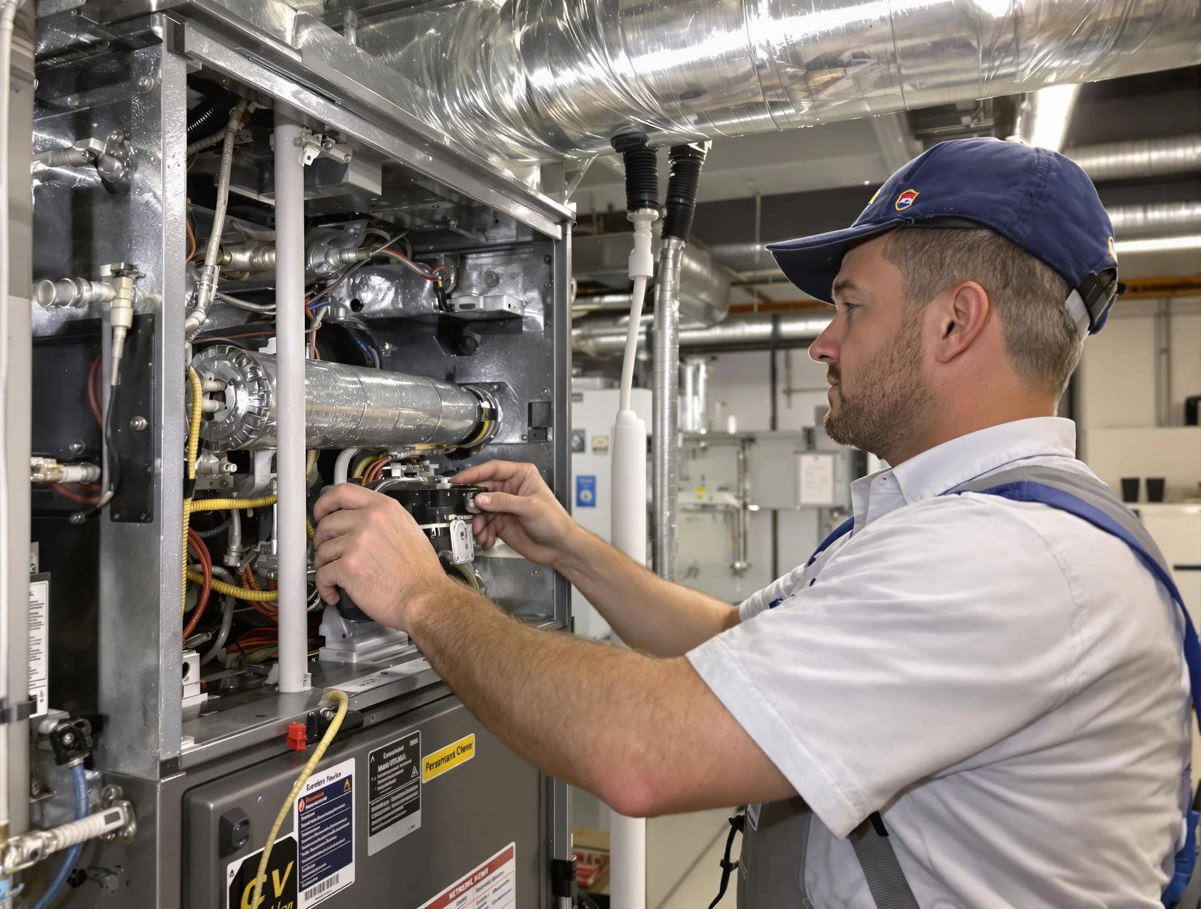 San Bernardino Air Duct Cleaning specialist performing thorough furnace duct cleaning to improve heating efficiency in San Bernardino