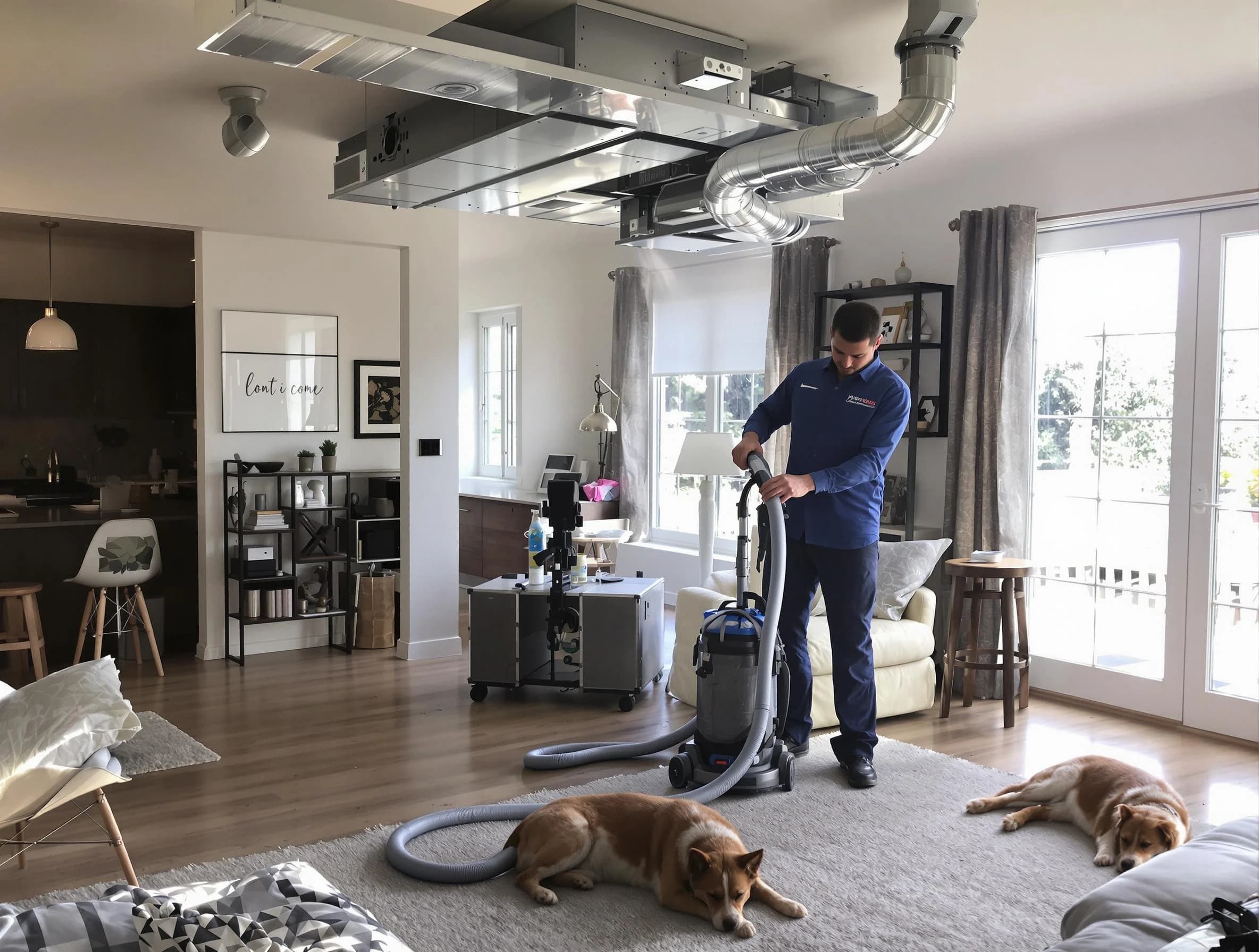 San Bernardino Air Duct Cleaning technician performing detailed indoor duct cleaning for improved air quality in San Bernardino