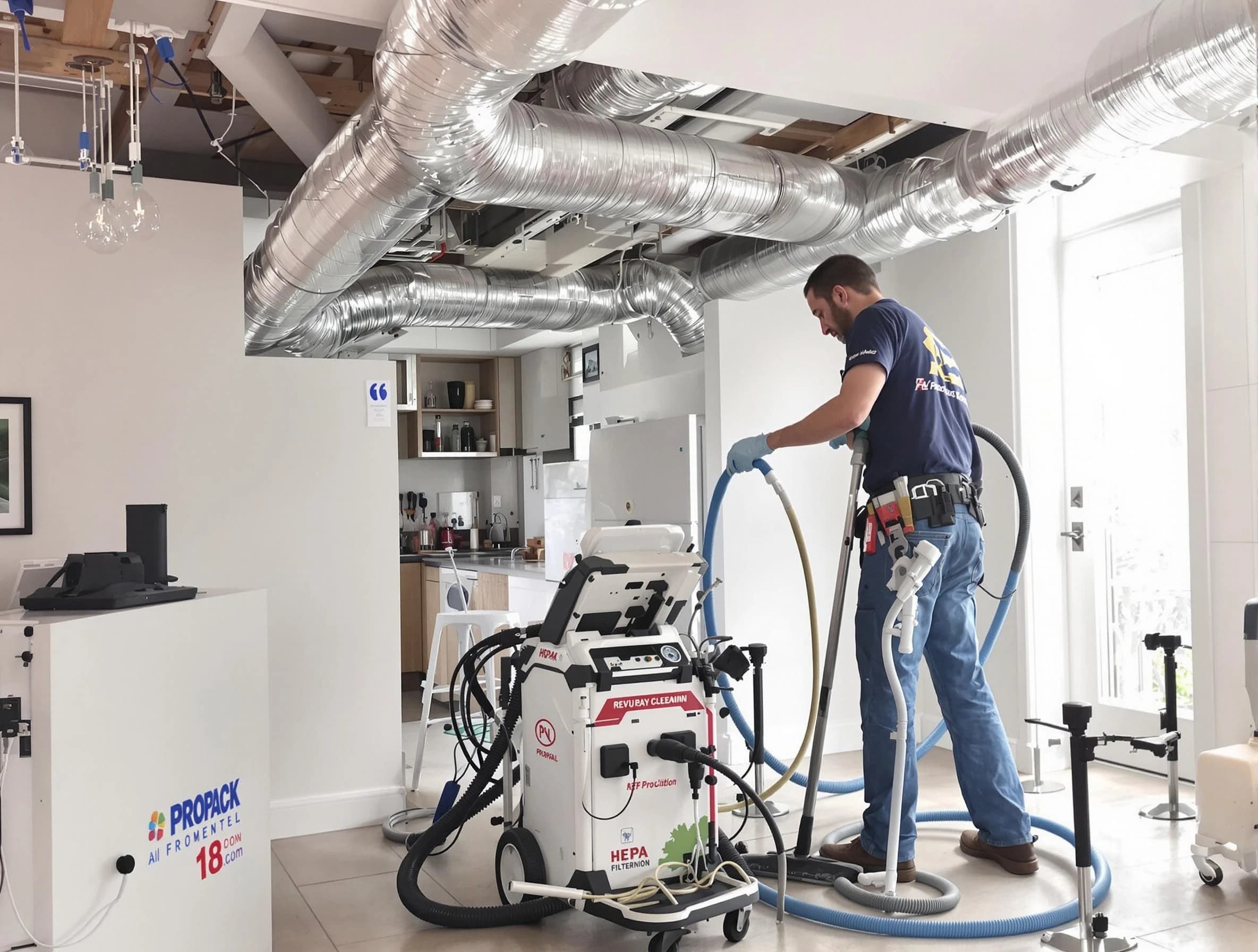 San Bernardino Air Duct Cleaning technician performing advanced pure duct cleaning with specialized equipment in San Bernardino